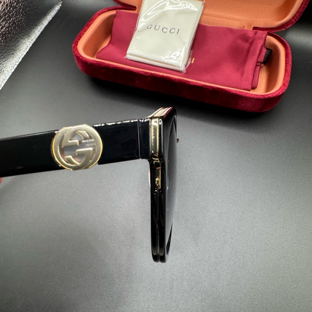 New Gucci GG1027SK 006 Sunglasses Black/Gold/Grey Smoke Gradient Lenses 56mm - Picture 13 of 16